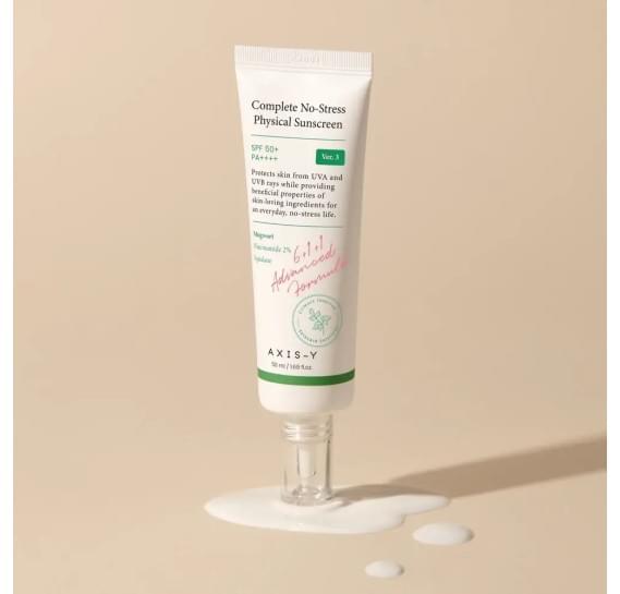 Лёгкий минеральный санскрин SPF50+ PA++++ AXIS-Y Complete No-Stress Physical Sunscreen V.3 SPF50+ PA++++ 50 мл