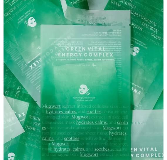 Успокаивающая тканевая маска с полынью AXIS-Y Green Vital Energy Complex Mask 27 мл