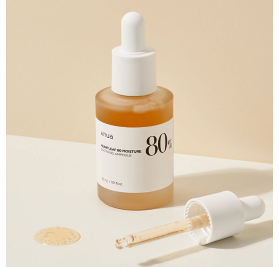 Успокаивающая ампула на основе хауттюйнии Anua Heartleaf 80% Moisture Soothing Ampoule 30 мл