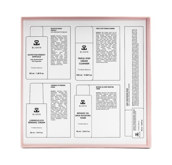 Премиальный набор для ухода за кожей лица BLISKIN Timeless Beauty Skin Care 5 Set 100 мл + 90 мл + 50 мл + 50 мл + 30 мл