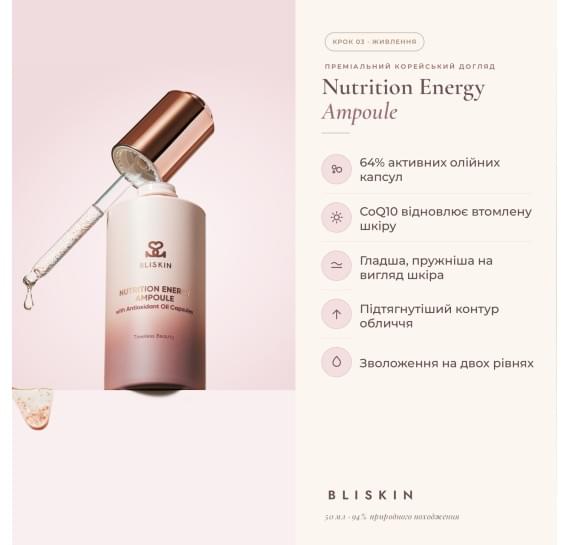 Питательная ампула с антиоксидантными масляными капсулами BLISKIN Nutrition Energy Ampoule with Antioxidant Oil Capsules 50 мл