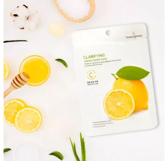 Очищувальна тканинна маска для обличчя з екстрактом лимона BeauuGreen Clarifying Lemon Essence Mask 23 г