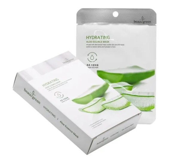 Зволожувальна тканинна маска для обличчя з екстрактом алое BeauuGreen Hydrating Aloe Essence Mask 23 г