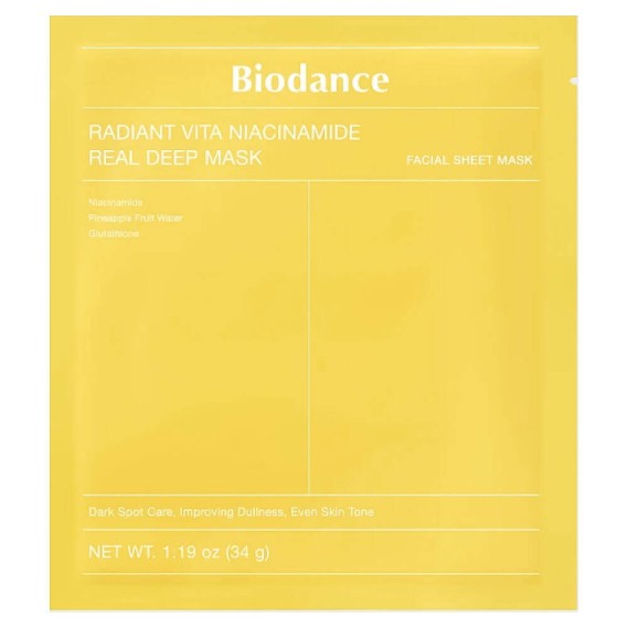 Гідрогелева маска з ніацинамідом для сяйва шкіри Biodance Radiant Vita Niacinamide Real Deep Mask 34 г