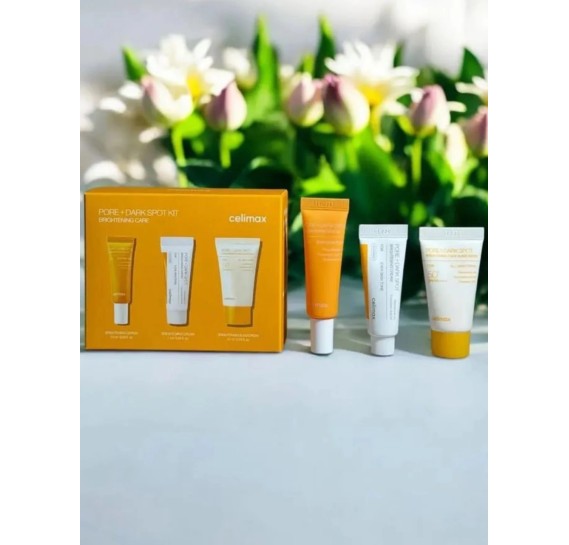 Набор миниатюр для выравнивания тона Celimax Pore+Dark Spot Brightening Kit 10 мл + 7 мл + 10 мл