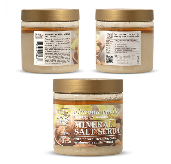 Скраб для тіла з олією мигдалю, ванілі та мінералами Мертвого моря Dead Sea Collection Almond Vanilla Mineral Salt Scrub 660 г