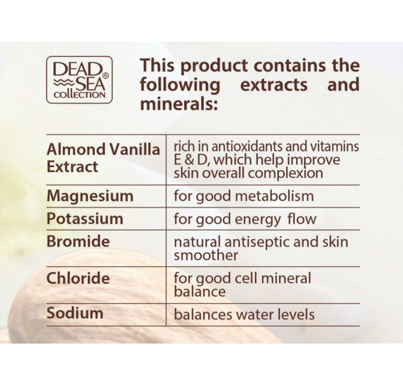 Лосьон для тела с минералами Мертвого моря, маслом миндаля и ванили Dead Sea Collection Almond Vanilla Mineral Salt Scrub 500 мл