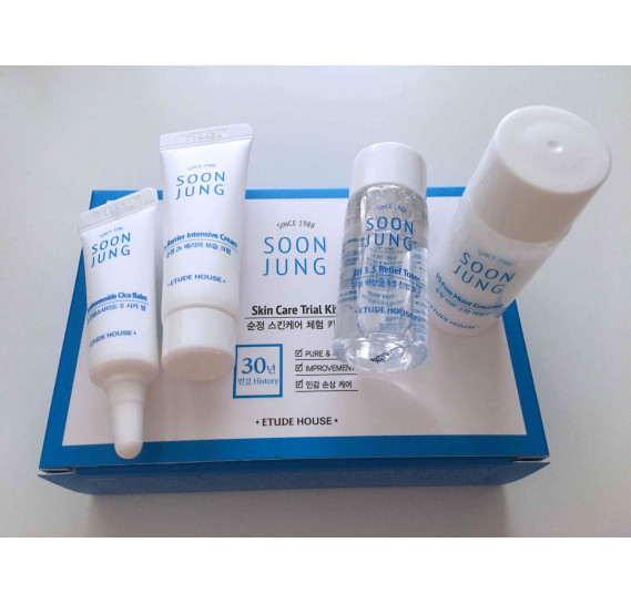 Набор миниатюр для чувствительной кожи Etude House Soonjung Skin Care Trial Kit ETUDE HOUSE 15мл + 15мл + 7мл + 5мл