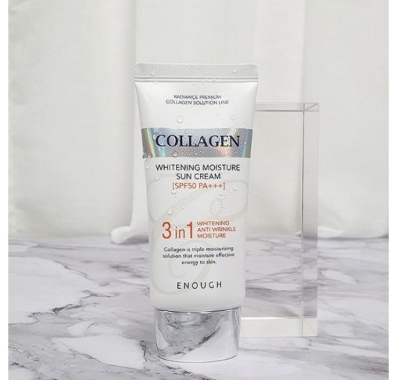 Солнцезащитный крем для лица с морским коллагеном Enough Collagen 3in1 Whitening Moisture Sun Cream SPF50 PA 50 мл