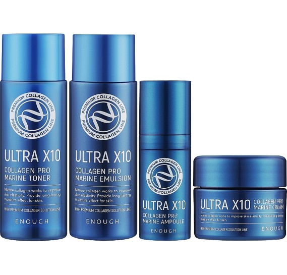 Набор миниатюр для лица с коллагеном Enough Ultra X10 Special Edition 4 Kit 55 мл + 55 мл + 10 мл + 20 мл