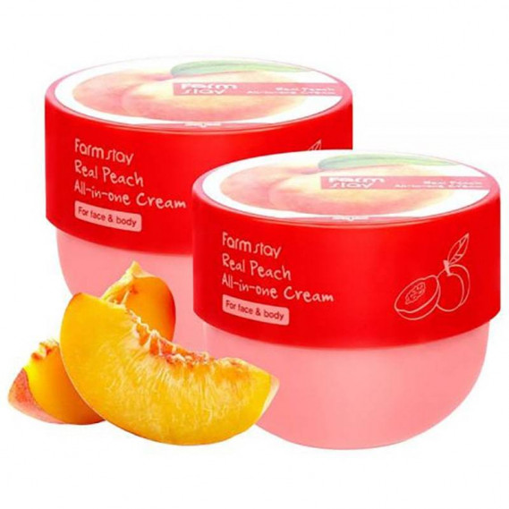 Багатофункціональний крем для обличчя та тіла з екстрактом персика FARMSTAY Real Peach All-in-One Cream 300 мл