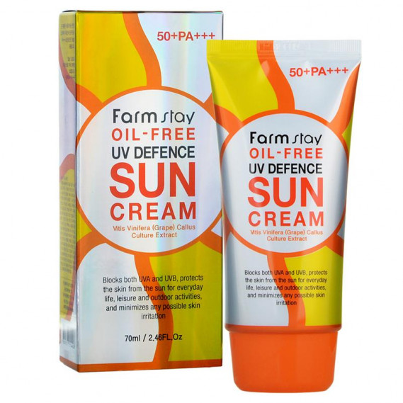 Сонцезахисний крем для жирної та проблемної шкіри з екстрактом алое Farmstay Oil-Free Uv Defence Sun Cream SPF50+/PA+++ FARMSTAY 70 мл