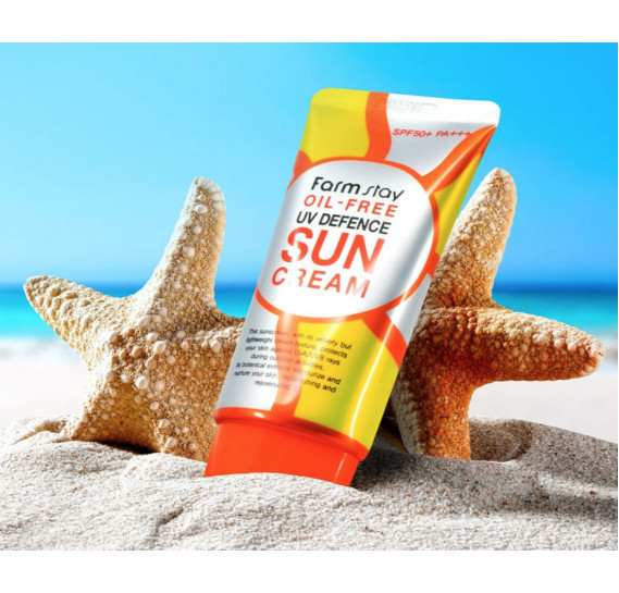 Солнцезащитный крем для жирной и проблемной кожи с экстрактом алоэ Farmstay Oil-Free Uv Defence Sun Cream SPF50+/PA+++ FARMSTAY 70 мл