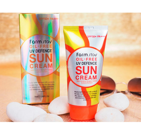 Сонцезахисний крем для жирної та проблемної шкіри з екстрактом алое Farmstay Oil-Free Uv Defence Sun Cream SPF50+/PA+++ FARMSTAY 70 мл