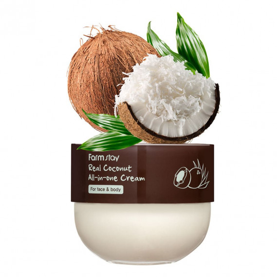Багатофункціональний крем для обличчя та тіла з олією кокоса FARMSTAY Real Coconut All-in-One Cream 300 мл