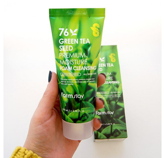 Пенка для умывания с зеленым чаем FarmStay Green Tea Seed Premium Moisture Foam Cleansing FARMSTAY 100 мл