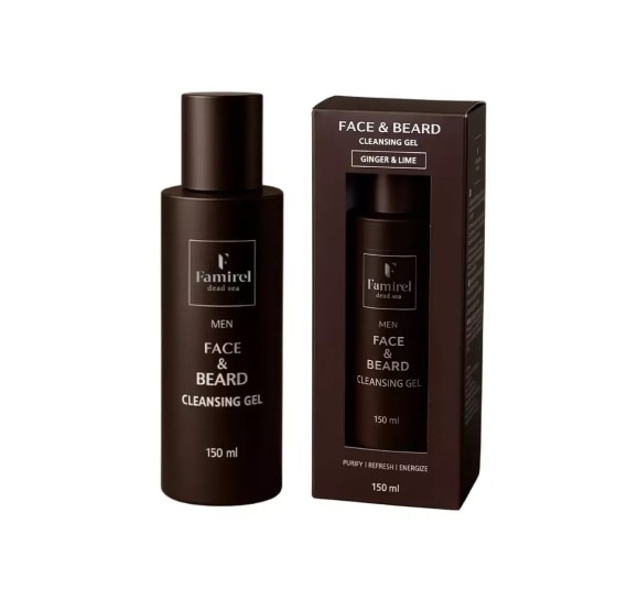 Очищающий гель для лица и бороды Имбирь и Лайм Famirel Men Face and Beard Cleansing Gel Ginger and Lime 150 мл