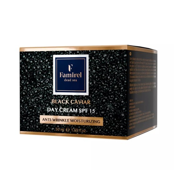 Увлажняющий дневной крем против морщин с экстрактом черной икры Famirel Black Caviar Moisturizing Anti-Wrinkle Cream SPF 15 50 мл