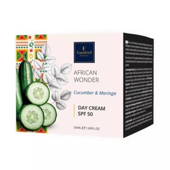 Дневной защитный крем для лица с огурцом и морингой Famirel African Wonder Cucumber & Moringa SPF 50