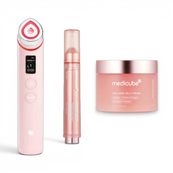 Премиальный набор для сияния и упругости кожи Medicube AGE-R Booster Pro Pink Edition + Booster Serum + Collagen Jelly Cream MEDICUBE 1 шт + 110 мл + 15 мл