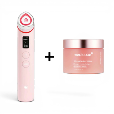 Набір для сяйва та ліфтингу шкіри Medicube AGE-R Booster Pro + Collagen Jelly Cream Pink Edition