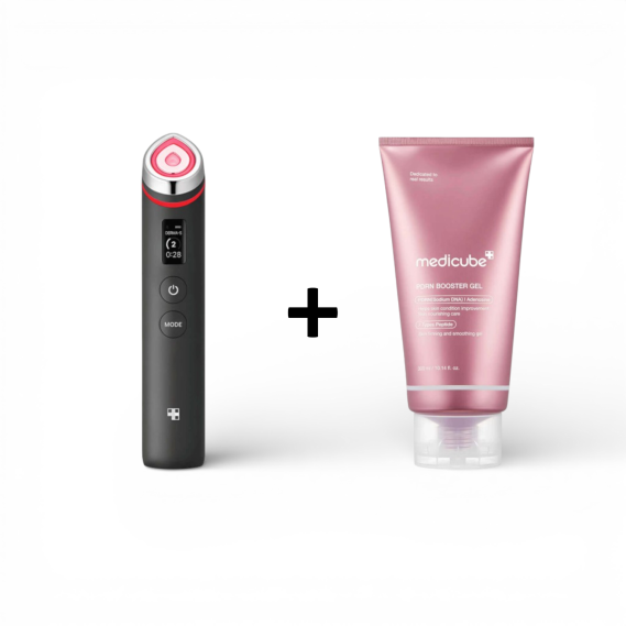 Набор Микротоковый аппарат Medicube AGE-R Booster Pro Black и Бустер-гель PDRN Booster Gel MEDICUBE 1 шт + 300 мл