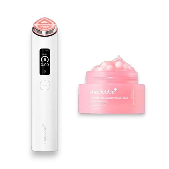 Премиальный набор для восстановления и сияния кожи Medicube AGE-R Booster Pro X2 + PDRN Pink Collagen Capsule Cream White MEDICUBE 1 шт + 55 мл