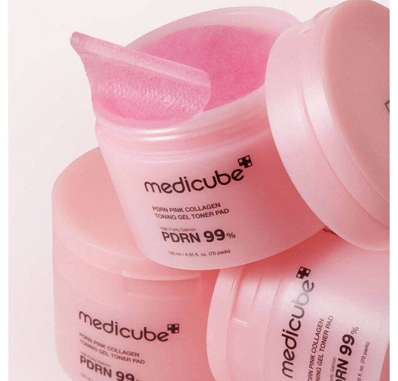Гелевые тонер-пэды с ПДРН и коллагеном Medicube PDRN Pink Collagen Toning Gel Toner Pad MEDICUBE 70 шт