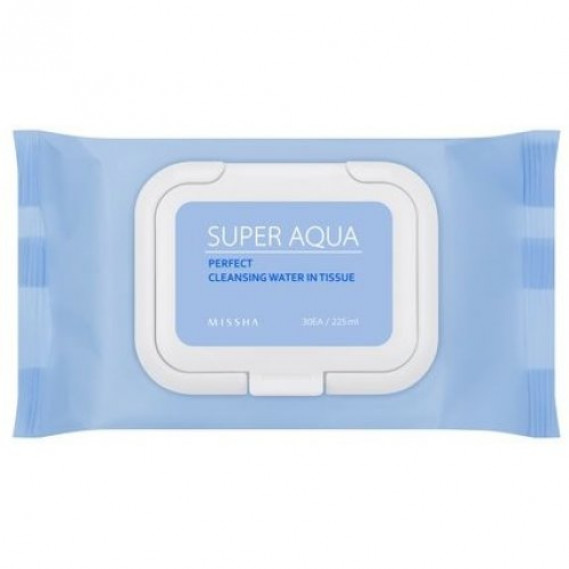 Очищувальні серветки для чутливої ​​шкіри Missha Super Aqua Perfect Cleansing Water In Tissue MISSHA 30 шт