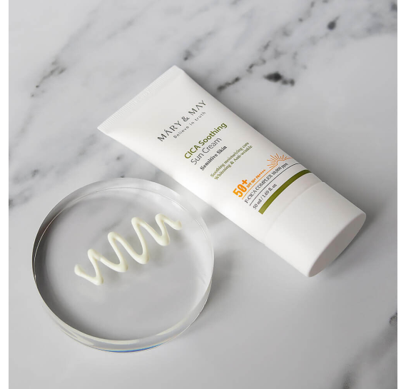 Успокаивающий солнцезащитный крем с центеллой Mary&May CICA Soothing Sun Cream SPF50+ PA++++ 50 мл
