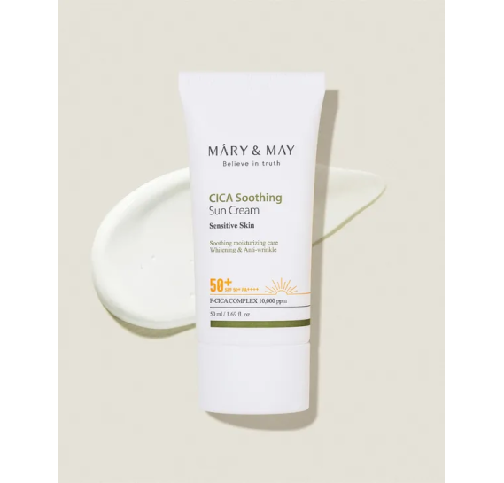 Успокаивающий солнцезащитный крем с центеллой Mary&May CICA Soothing Sun Cream SPF50+ PA++++ 50 мл
