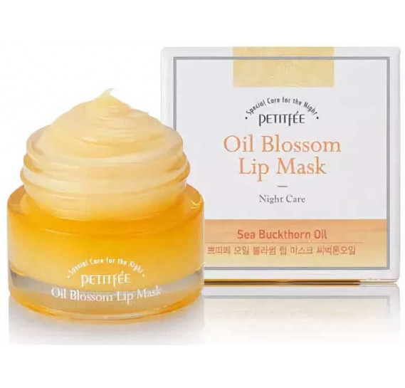 Нічна маска для губ з олією обліпихи Petitfee Oil Blossom Lip Mask Sea Buckthorn Oil PETITFEE 15 мл