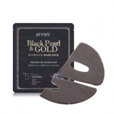 Укрепляющая гидрогелевая маска для лица с черным жемчугом Petitfee Black Pearl & Gold Hydrogel Mask Pack