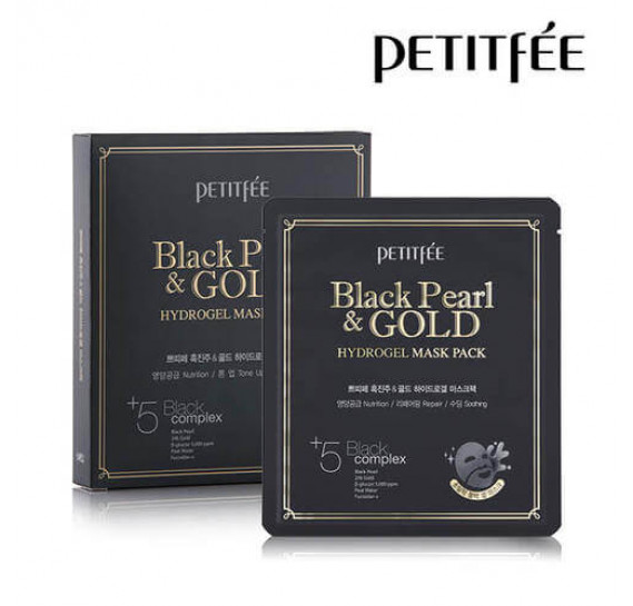 Зміцнювальна гідрогелева маска для обличчя з чорними перлами Petitfee Black Pearl & Gold Hydrogel Mask Pack PETITFEE 30 г