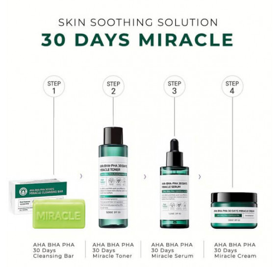 Набір для проблемної шкіри з кислотами AHA-BHA-PHA 30 Days Miracle Starter Edition Some By Mi мыло - 30 гр, тоник - 30 мл, сыворотка - 10 мл, крем - 20 мл