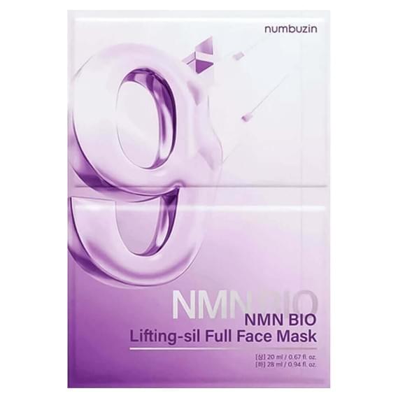 Тканинна 3D-маска для підтяжки обличчя numbuzin No.9 NAD+ Bio Lifting Full Cover Facial Mask 48 мл